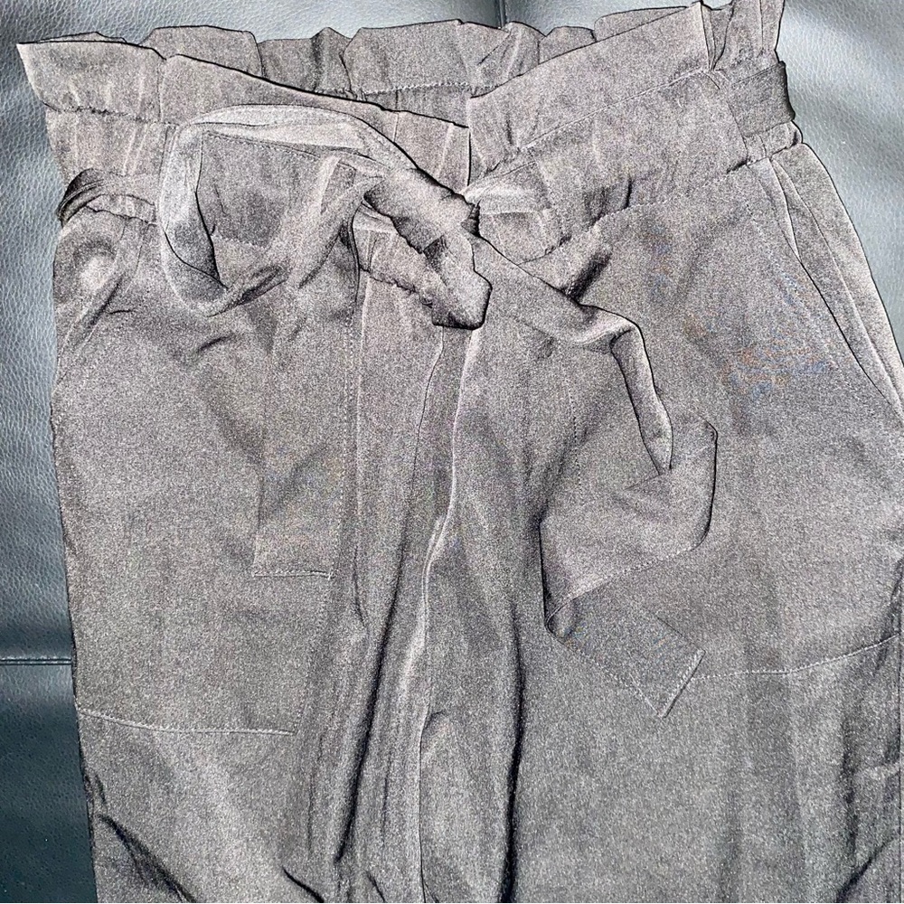 Black Belted Stretchy Dress Pants